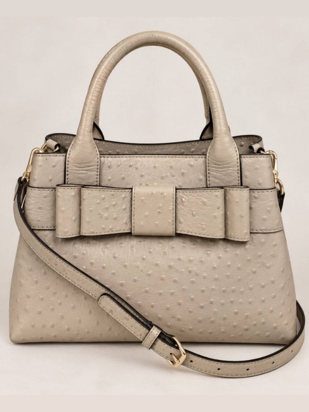 Kate Spade Charm City Ostrich Embossed Bow Satchel Mushroom
